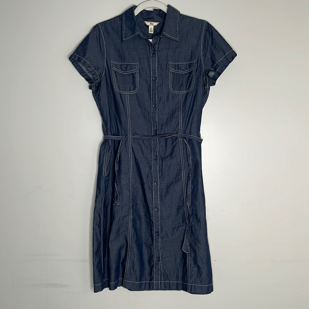 Denim Short Sleeve Dress Lightweight G.H. Bass Utility Shirt Dress Knee Length